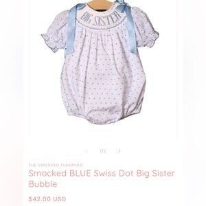 Smocked Flamingo “big sister” smocked bubble 2T